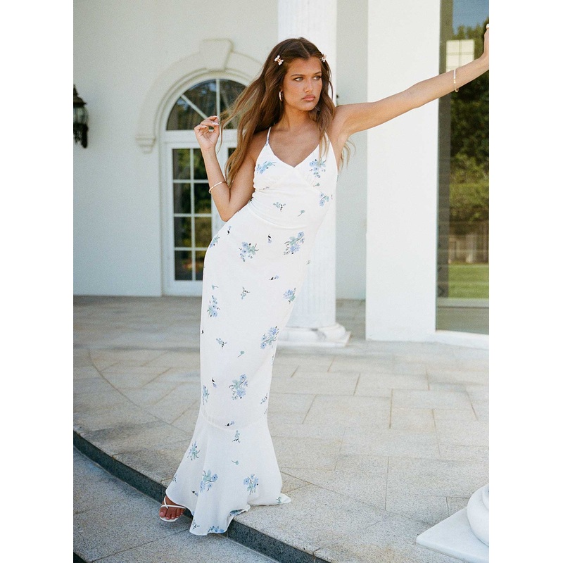 Sing Along Maxi Dress White / Blue