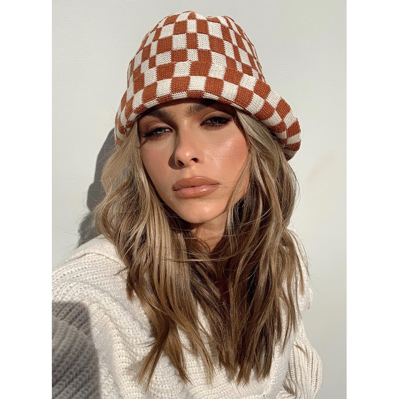 Tilo Check Bucket Hat Brown