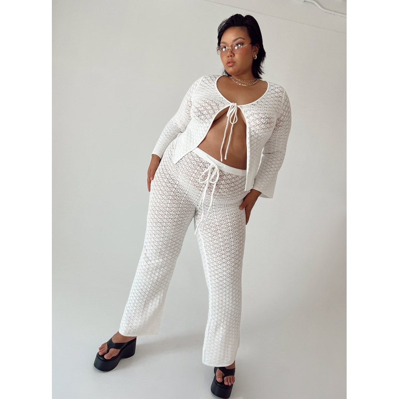 Wild & Free Crochet Pants Curve White