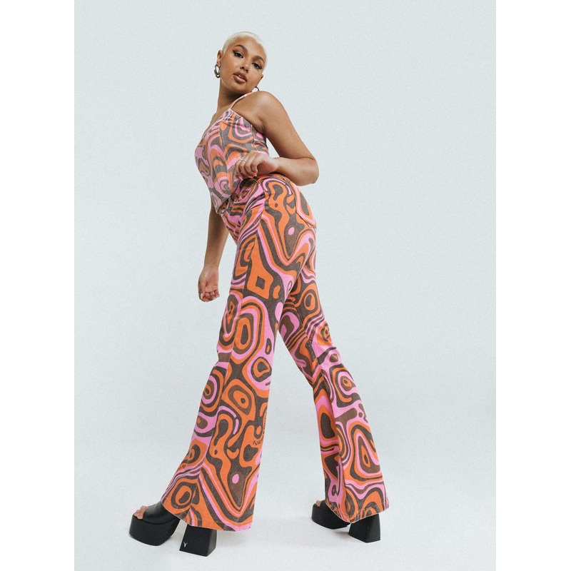 Abrand Double Oh Flare Print Jeans Multi