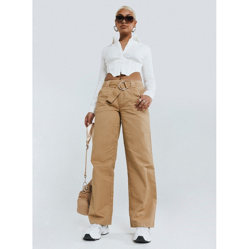 Burdem Low Waist Pants Camel