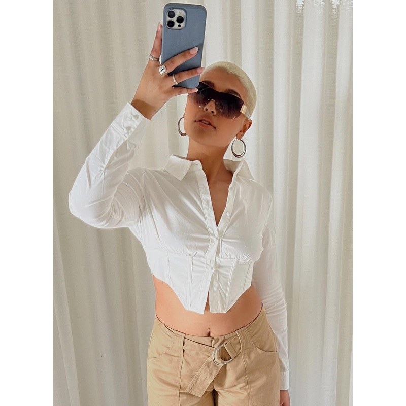 Cerie Long Sleeve Top White