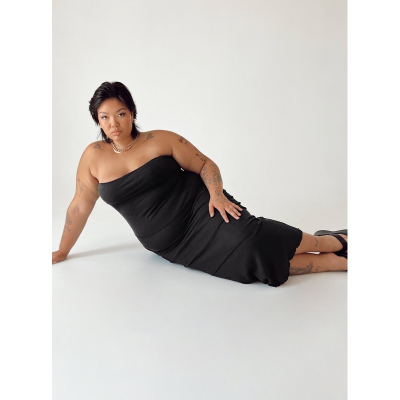 Oscar Midi Dress Black Curve