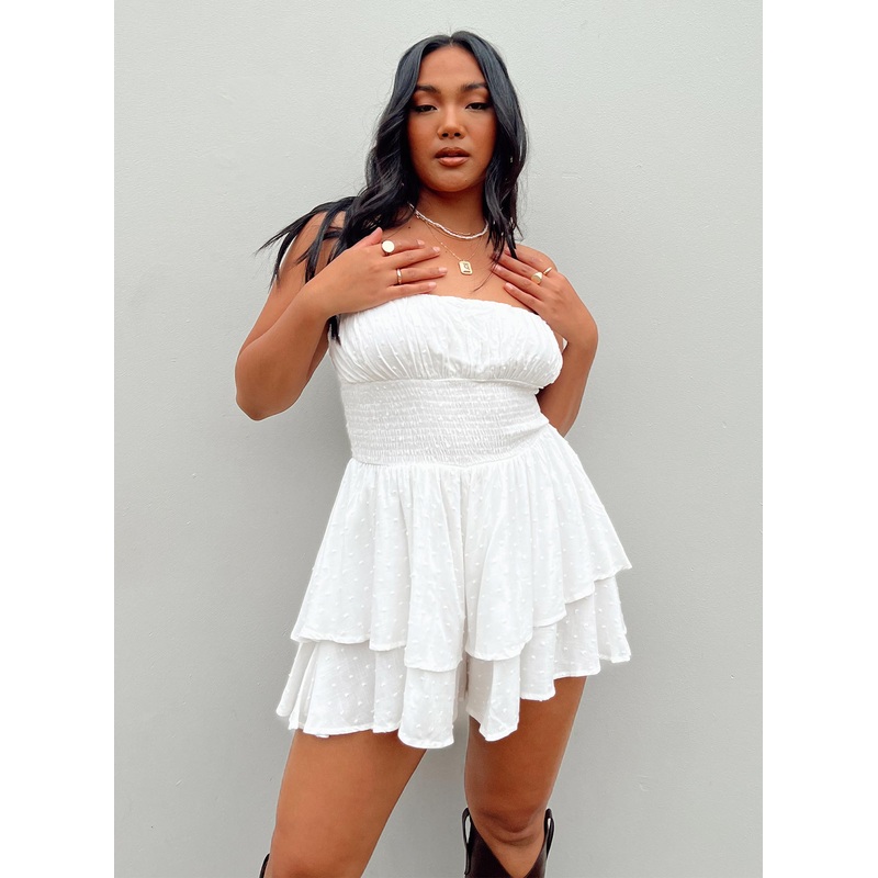 The Love Galore Strapless Playsuit White