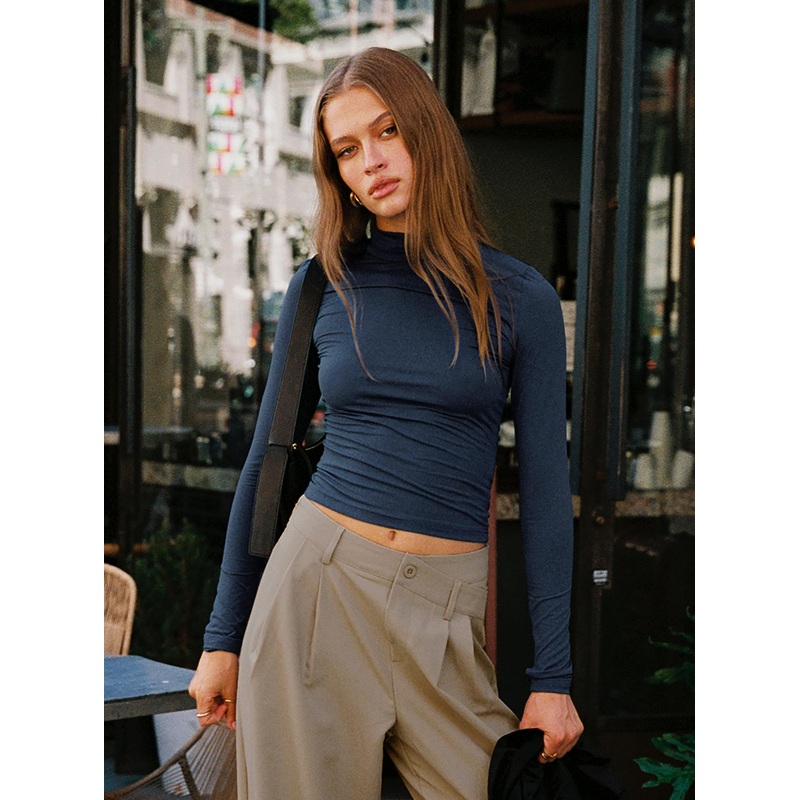 Elysium Long Sleeve Turtleneck Top Navy
