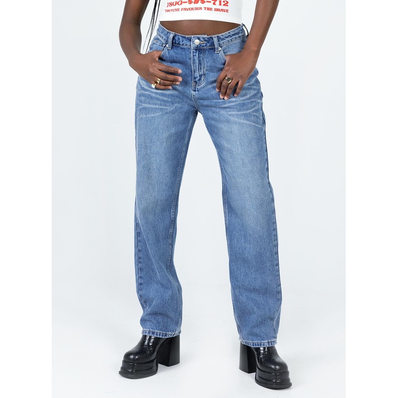 Mick Mid Wash Low Rise Jean Denim
