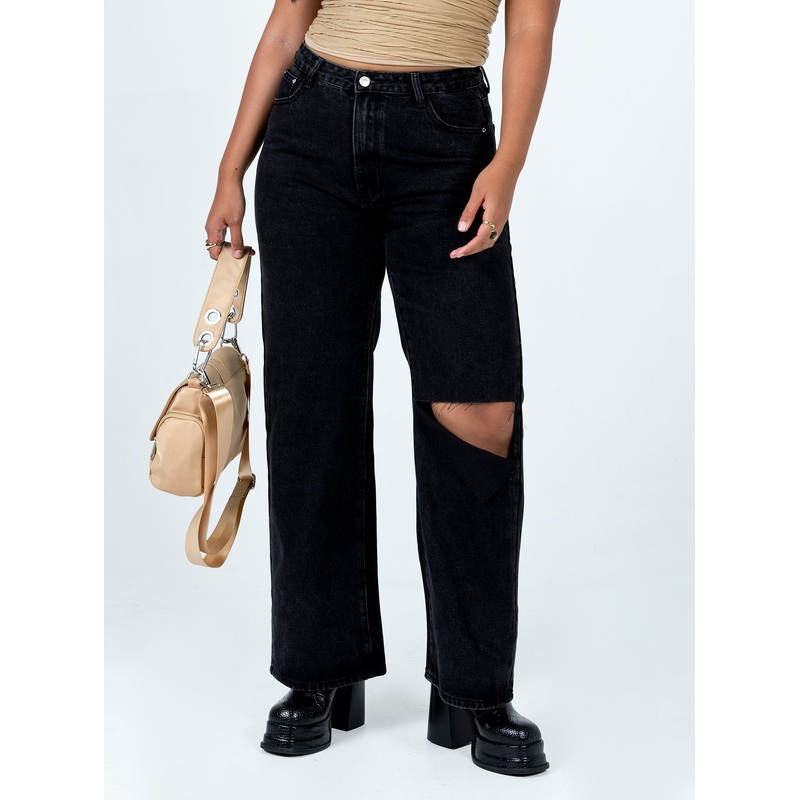 Sevina Wide Leg Denim Jeans Black