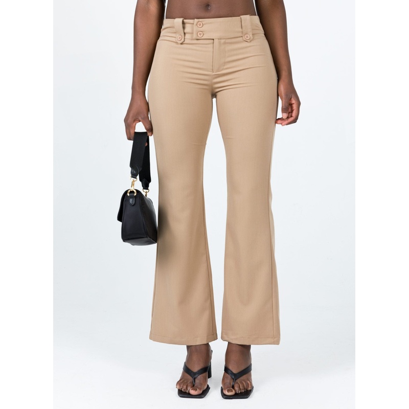Yianna Low Waist Flare Pant Beige