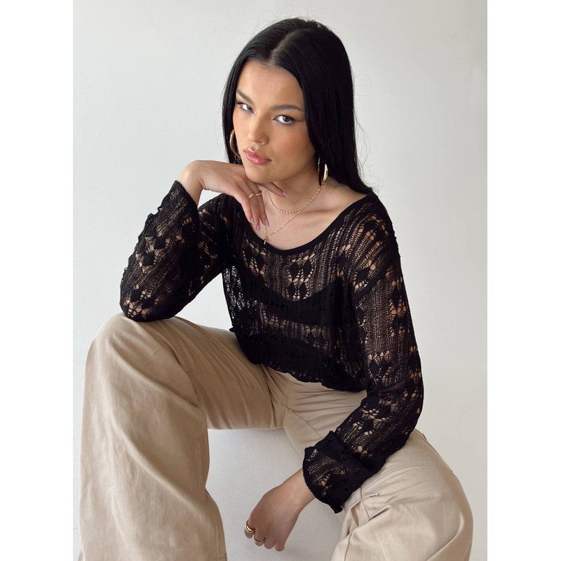 Asher Cropped Sweater Black