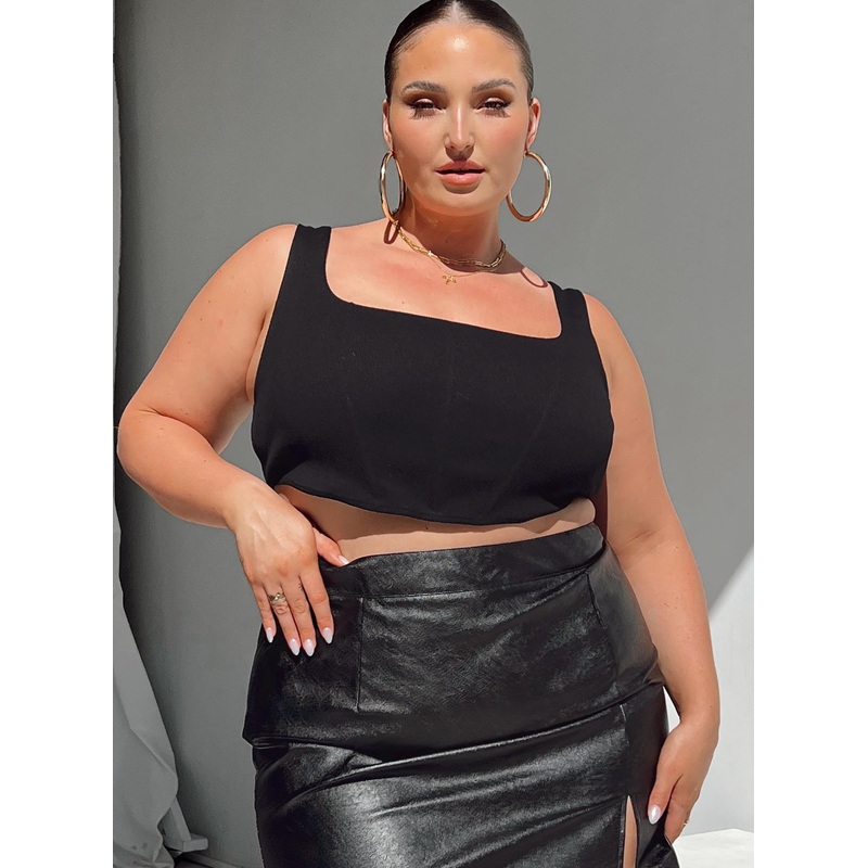 Kaeshia Rib Bustier Black Curve
