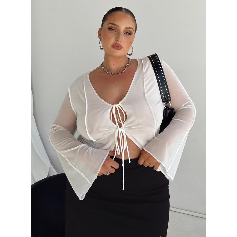 Mereba Long Sleeve Top White Curve