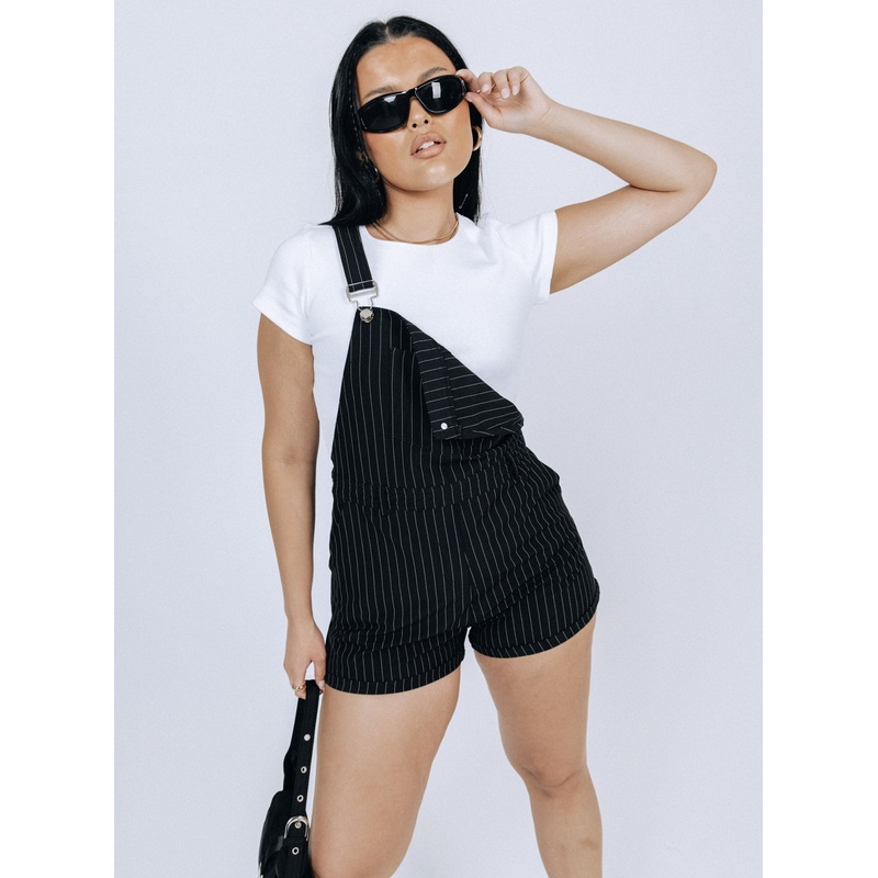 The Glades Overalls Black Pinstripe