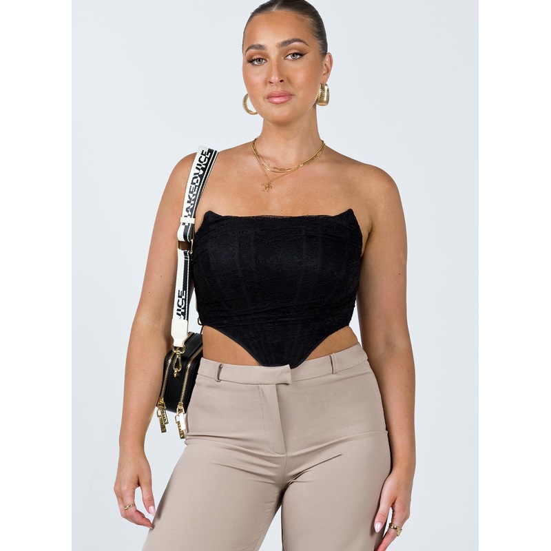 Avery Lace Back Bustier Black