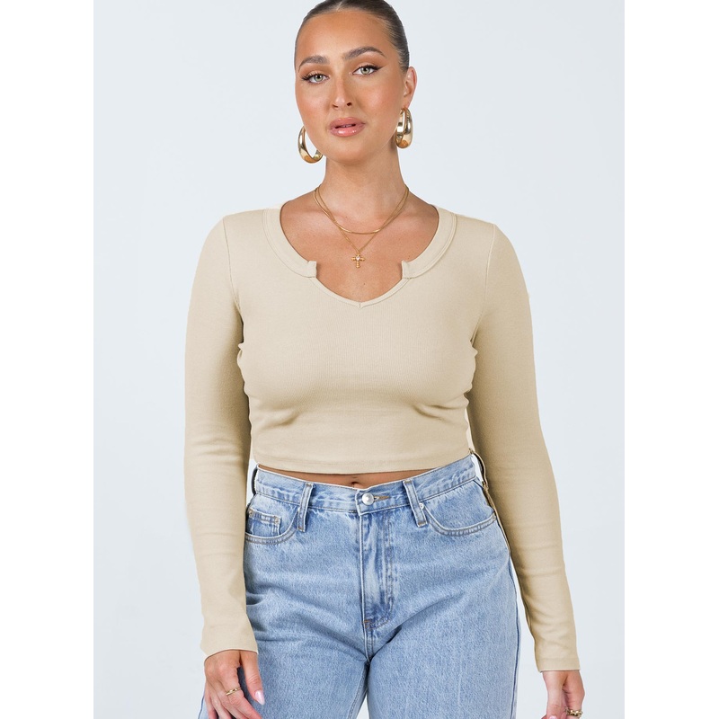Laurina Long Sleeve Top Beige
