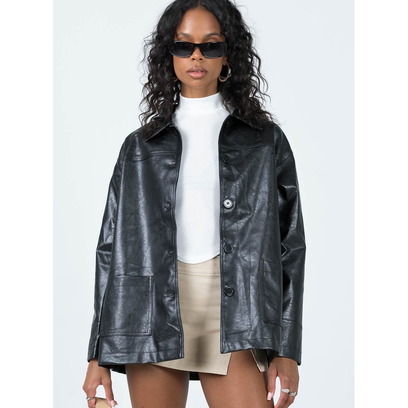Anuschka Faux Leather Jacket Black