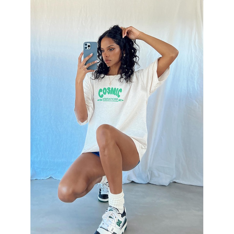 Cosmic Puff Tee Grey / Green