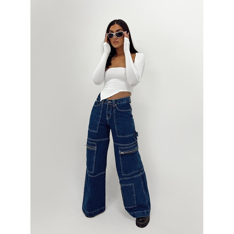 The Ragged Priest Clacker Jean Mid Blue Denim