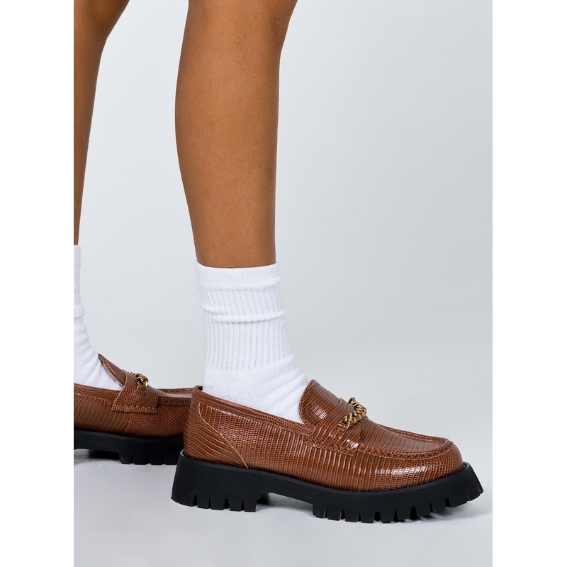 Unchained Patent Loafer Brown