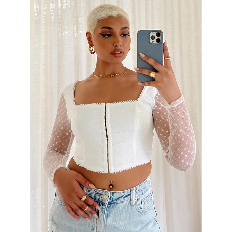 Bryleigh Long Sleeve Top White