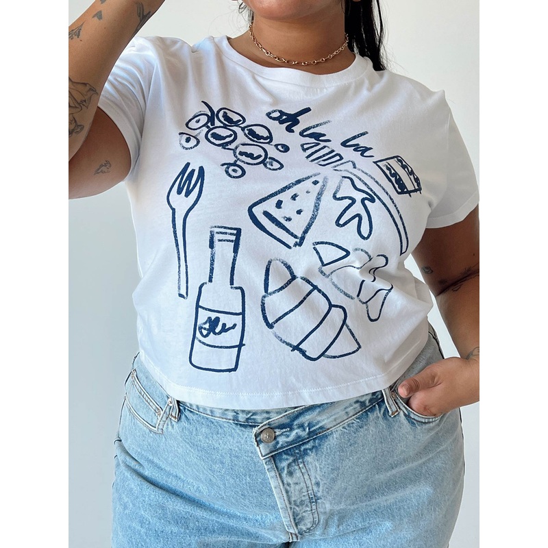 Continental Breakfast Tee White Curve