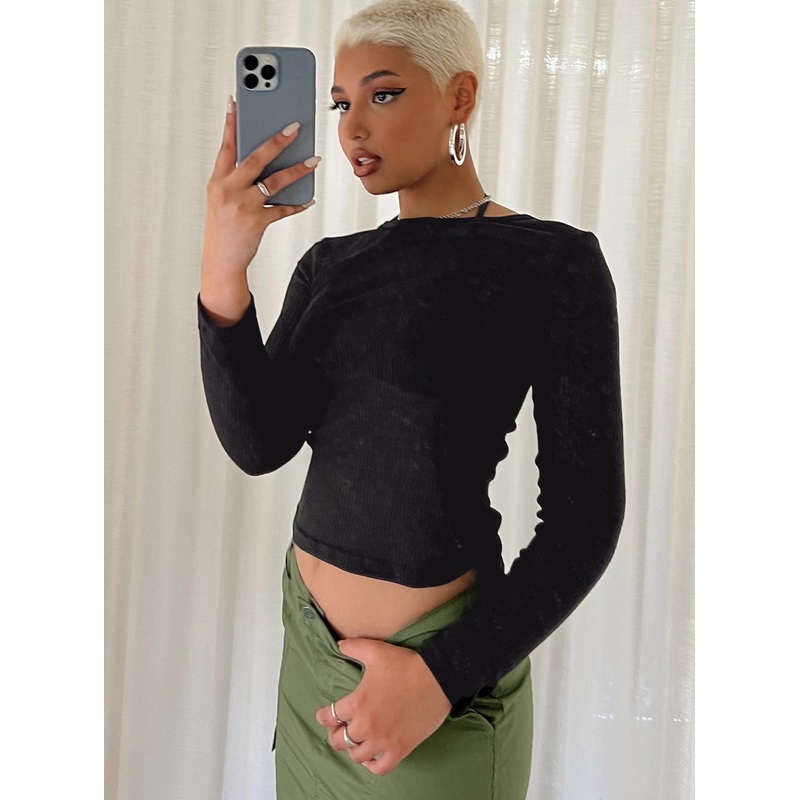 Everette Long Sleeve Top Black