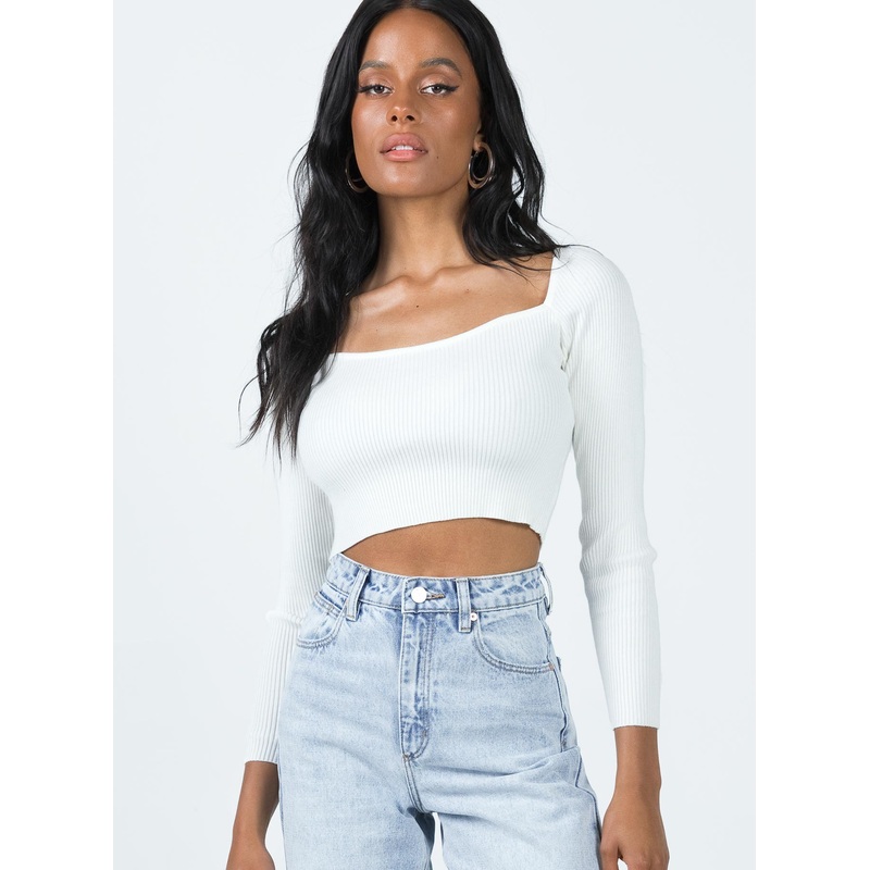Farrington Long Sleeve Top White