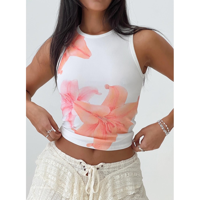 Hibiscus Tank Top White / Multi
