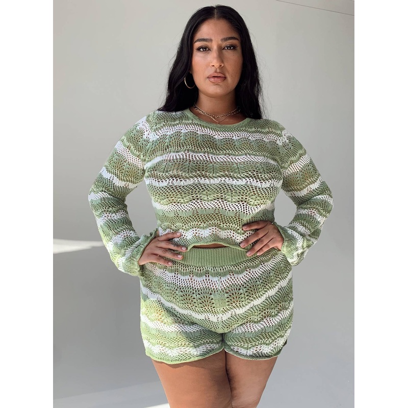 Leah Knit Set Green Multi Curve