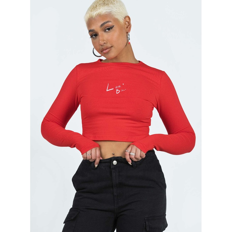 Love Bites Long Sleeve Top Red