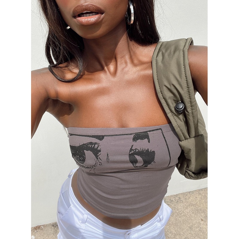 Horror Eyes Tube Top Grey