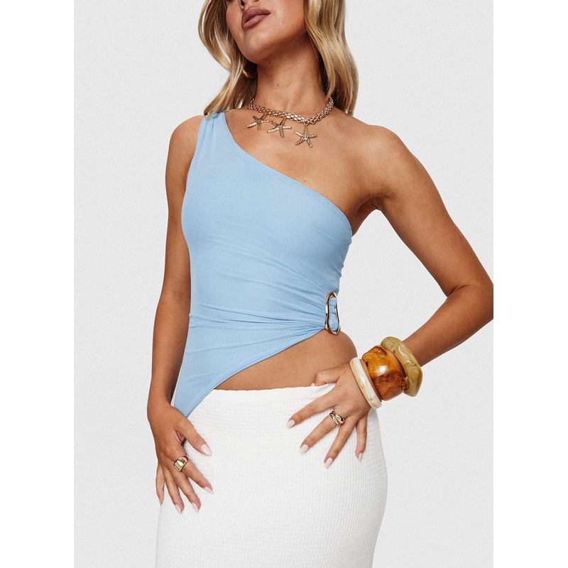 Machiatto One Shoulder Top Blue