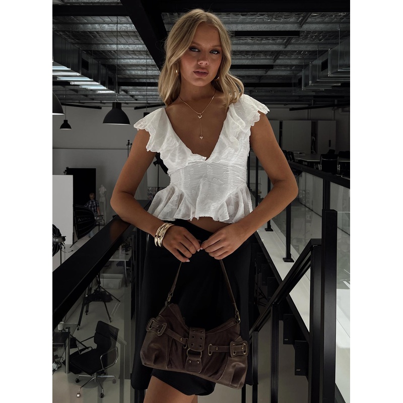 Thespian Embroidered Top White