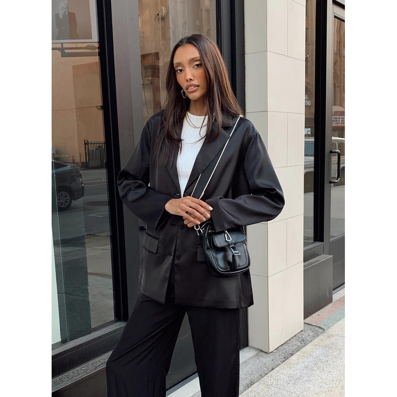 Toddy Satin Blazer Black