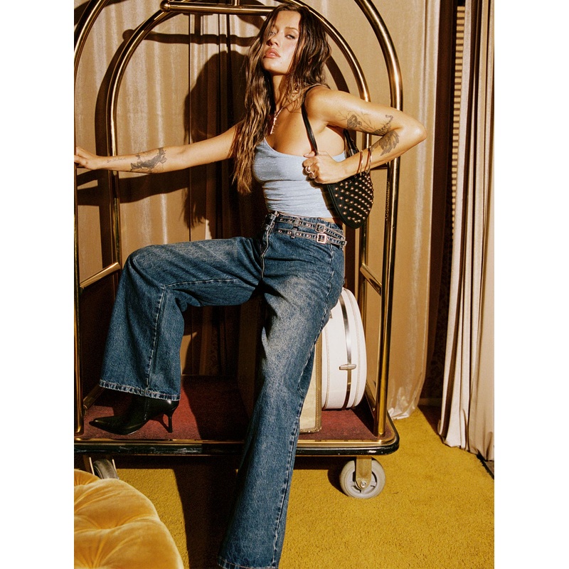 Baccarat Belted Denim Pant Dark Blue