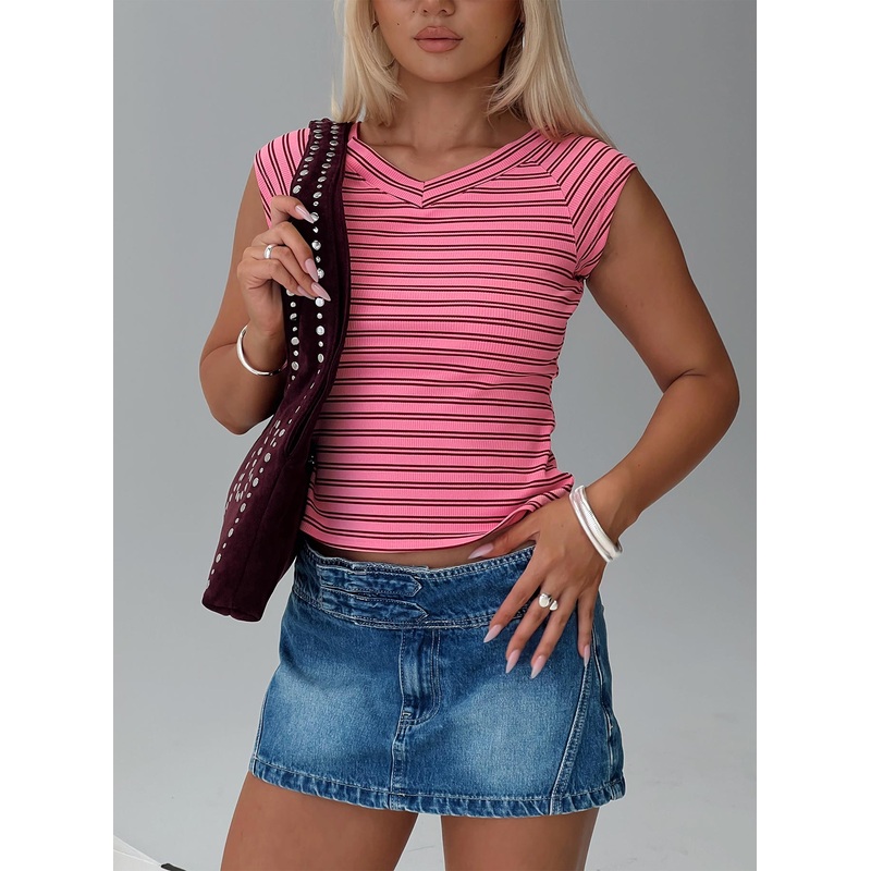 Both Still Young V Neck Top Red