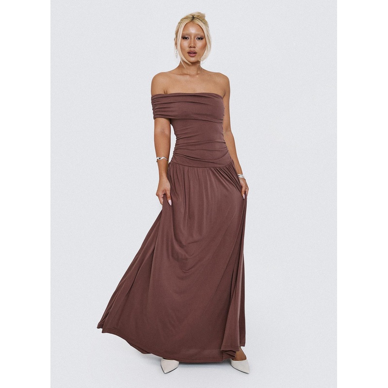 Decadence Strapless Maxi Dress Brown