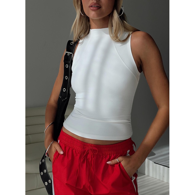 Healing Energy Funnel Neck Top White