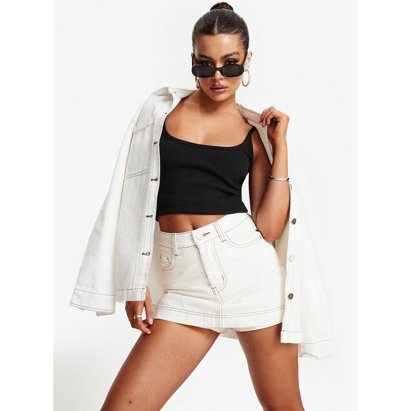 Katlynne Denim Mini Skort White Tall