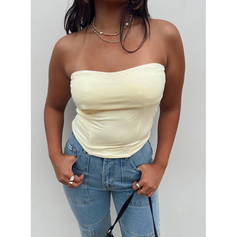 Carta Tube Corset Top Yellow