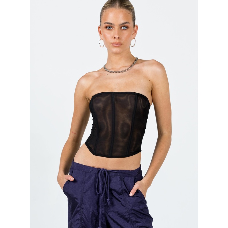 Morso Mesh Corset Top Black