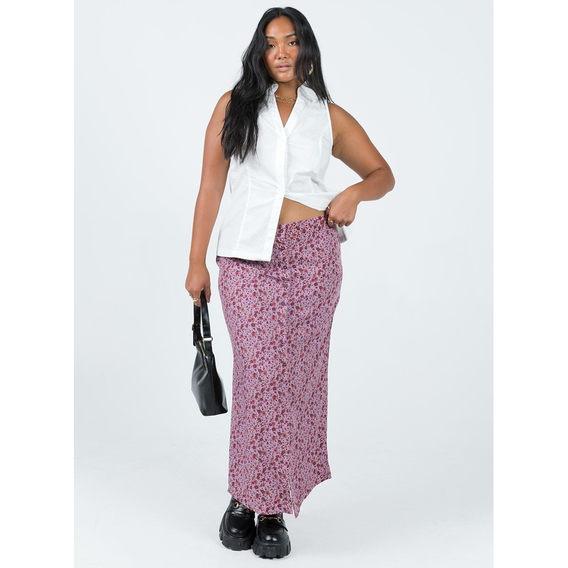 Motel Relow Skirt 90S Floral Burgundy