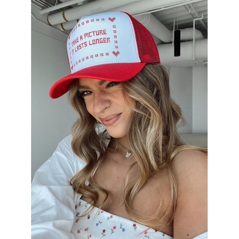 Take A Pic Trucker Hat Red / White