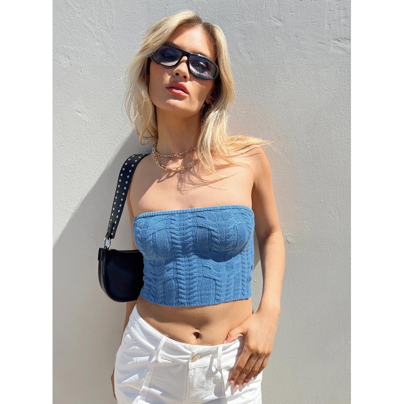 Rendina Knit Tube Top Blue