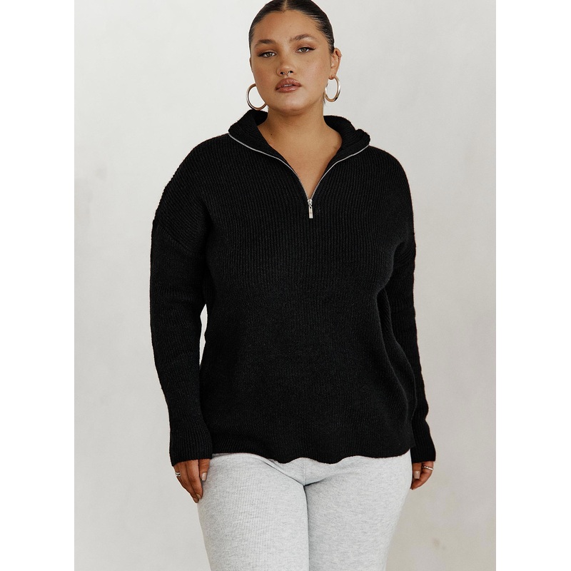 Bessy Knit Sweater Black Curve