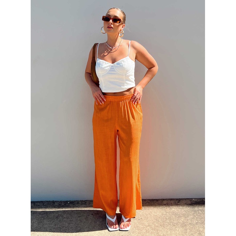 Louis Linen Blend Pants Orange