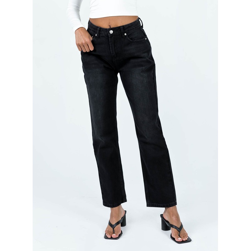 Organic Cotton Blend Wilsons Loose Leg Low Rise Jean Black