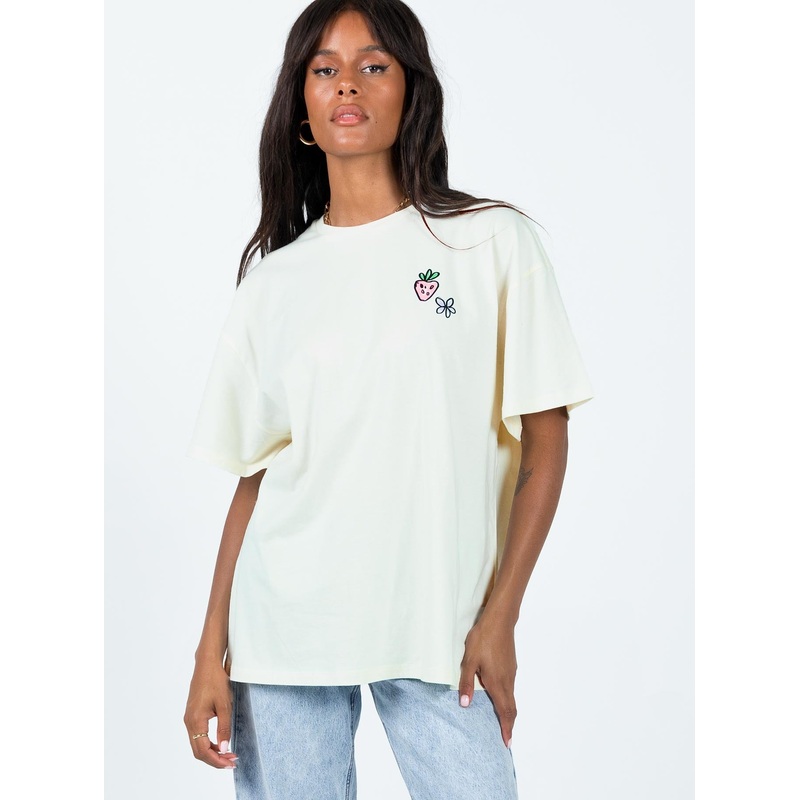 Happy Life Recipe Oversized Tee Cream