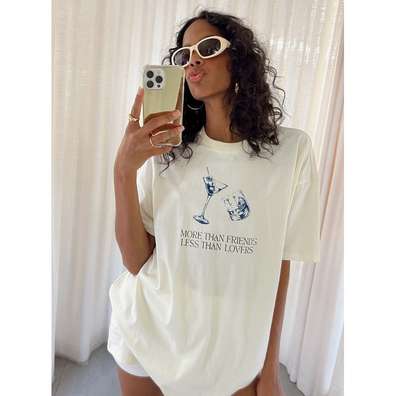More Than Friends Oversized Tee Off White