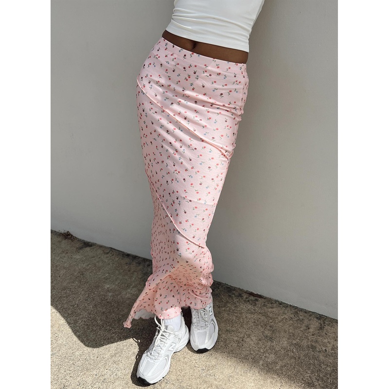 Oscar Maxi Skirt Pink Floral