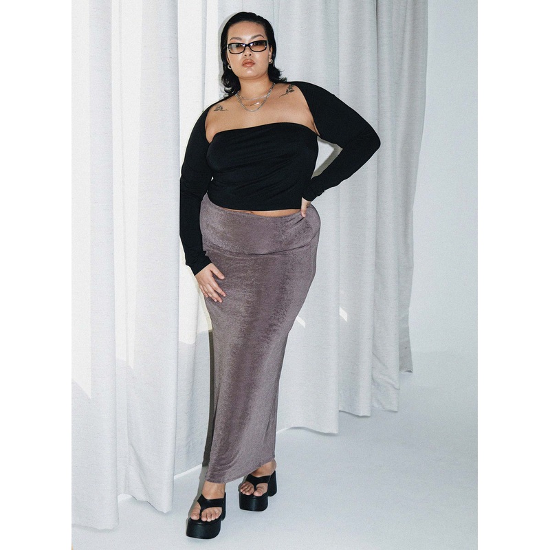 Harriette Maxi Skirt Slate Grey Curve